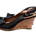Clarks Artisan black leather cork wedge heel sandals size 6 Photo 2