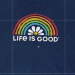 Life is Good  Blue Rainbow Daisy Sz Sm V-Neck Textured T-Shirt‎ Tee Top Photo 2