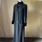 Vintage Fathi Due Paris Pure Cashmere Coatigan S/M Gray Fur Cuff Long Maxi Coat Photo 3