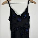 Poupette St. Barth  Black Satin Embroidered Floral Side Slit Maxi Resort Dress Photo 1