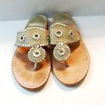 Jack Rogers Sandal Womens Navajo Gold Sparkle Flip Flop Sz 7/7.5 GUC !FLAW READ! Photo 2
