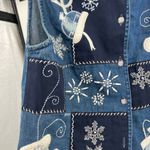 Tantrums S denim vest winter holiday snowflake mittens embroidered patchwork Blue Photo 2