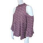American Eagle  Outfitters Burgundy & White Floral Cold Shoulder Blouse (S) Photo 1
