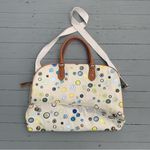 Anthropologie Beige Danielle Kroll Large Canvas Button Messenger Bag Luggage Photo 2