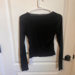 Commense Women's Scoop Neck Long Sleeve Blouse Lace Trim Black Size Small Photo 6