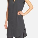 Eileen Fisher XS Black 100% Silk Button Front Tunic Shirt Dress Photo 0