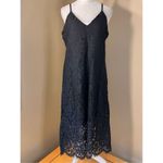 Chaser NWT! Black Floral Lace Scallop Hem Strappy Slip Dress Medium Photo 7