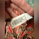 Vintage 70s orange patchwork floral boho bell sleeve tie maxi dress, size medium Brown Photo 13
