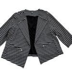 Roz & Ali Woman Black White Stripe Open Front 3/4 Sleeve Blazer Jacket Size 1X Photo 6