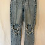 American Eagle Women's Size 0 Short Ripped Mom Jeans Light Blue Denim Photo 0