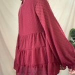 Pretty Garden Burgundy Long Sleeve Tunic size Medium Photo 3