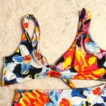SheIn NWT Watercolor Floral High Waist Cheeky Knot Tie Front Bikini 2 Piece Size Small Photo 8