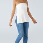 Halara Strapless Tube Top Shirt Side Slit Slim Fit Minimalist White Womens L New Photo 8