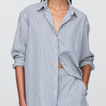 Gap NWT  organic cotton poplin big shirt blue stripe Photo 0