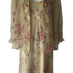 Virgo Petite M Vintage 90s Green Floral Chiffon Church Feminine Maxi Dress Size M Photo 0