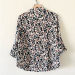 ASTR  Button Front Flare Sleeve Blouse in Leopard Print Blue White Pink Rust - L Photo 6