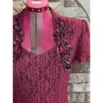 formal dress prom maroon wine red lace beaded fringe Size M Photo 1