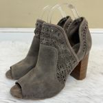 Fergalicious  by Fergie Open Toe Laser Cut Taupe Suede Bootie Size 7.5 Photo 3