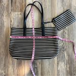 Kate Spade  Black White Striped Arch Lauren Reversible Classic Tote with Wristlet Photo 8