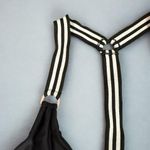 Mikoh  Monterey T-Back Top in Night Black White Elastic Sporty Straps Large Photo 4