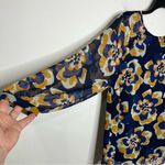CAbi  Lydia floral‎ blouse blue yellow women’s size small Photo 3