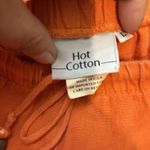Hot Cotton 100% Linen Pants Women's L Orange Crop Elastic Waist Drawstring USA Size L Photo 3