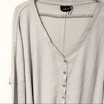 Urban Outfitters  Out From Under Medium Jojo Grey Waffle Knit Button Front Top Photo 2