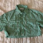 Olivaceous striped cropped button down Photo 0