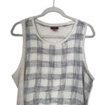 Vince Camuto  Womens XL Contrast Stripe Plaid Overlay Tank Top Sleeveless Blouse Photo 1