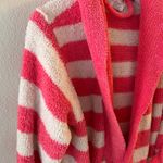 Casual Moments Pink and White Hooded Striped Bathrobe w/belt womens size smal Photo 3