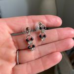 Sparkly Black Crystal Rhinestone Necklace & Earrings Set Matching Event Demure Photo 1