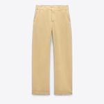 ZARA  Women Yellow Mid Rise‎ Wide Leg Blend Limited Edition Formal Pants Sz M Photo 4