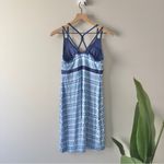 Dakini Blue White Patterned Babydoll Dress Mini Knee Length Built Photo 1