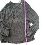 Ba&sh  Neil Embellished Gold Button Long Sleeve Black Blouse Large Mock Neck Photo 2