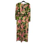 Farm Rio X Anthropologie Jumpsuit Womens XL Deep V Pink Palm Leaf Banana Photo 1