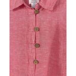 Sigrid Olsen  1X 100% Linen QTR Button Tunic Top Pink Roll Tab Sleeve Relaxed Photo 4