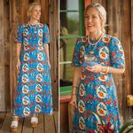 Hunter Bell Orange Grove Casey Dress Blue Citrus Print Size 4 Small Photo 3