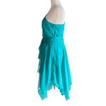 Allen Schwartz Sheer Flowy One Shoulder Handkerchief Hem Dress Blue Size 4 Photo 5