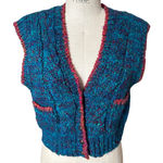 Liz Claiborne Vintage 90s  Knit Wool Sleeveless Sweater Vest in Blue SIze Medium Photo 0