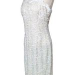 Alyn Paige Vtg 1990s Beige Floral Lace Spaghetti Strap Bodycon Mini Dress 11 12 Photo 0