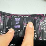 Anna Sui  Black Ditsy Floral Blouse Womens L Sheer Boho Peplum Long Sleeve Top Photo 2