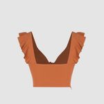 Cider  Terracotta Ruffle Sleeve Crop Top Photo 2
