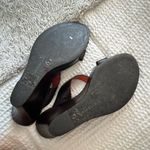 Gianni Bini  Women's 8 Zig Zag Slip On Wedge Heel Brown Leather Cutout Sandals Photo 7