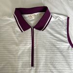 Monterey Club Womens XL Golf Sleeveless Polo Tank Top White Purple Striped Photo 1