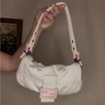 Fendi  White Cream and Pink Vintage Jersey Baguette Bag Authentic Photo 13