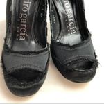Pedro Garcia Black Silk Satin Peep Toe High Heels Size 7 Photo 3