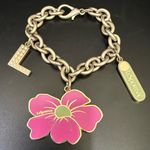 LeSportsac Silver-tone Enameled Flower Rhinestones Bag Charm Keyring Keychain Photo 1