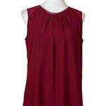 Soft Surroundings Top Sleeveless Pleated Neck Dark Red Women’s Size Medium Photo 9