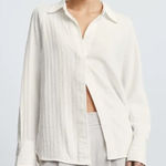 Everlane NEW The City Stripe Shirt in Bone Sz 8 Medium Photo 0