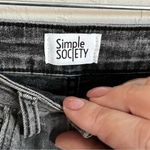Simple Society  Washed Black High Rise Mom Raw Hem Denim Jeans Photo 4